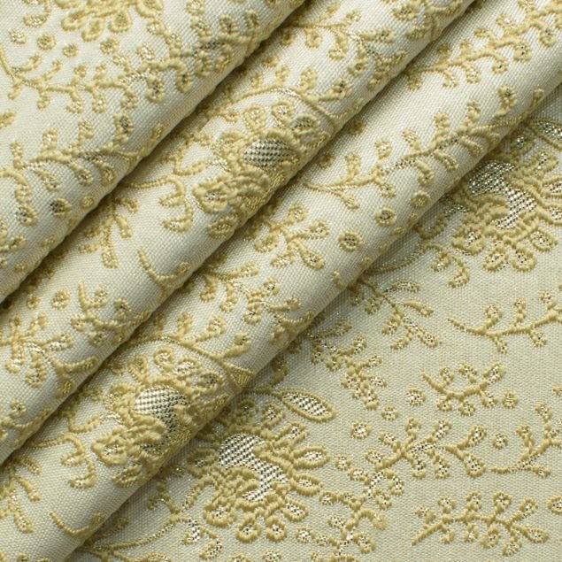 Ivory fabric with gold hand embroidery