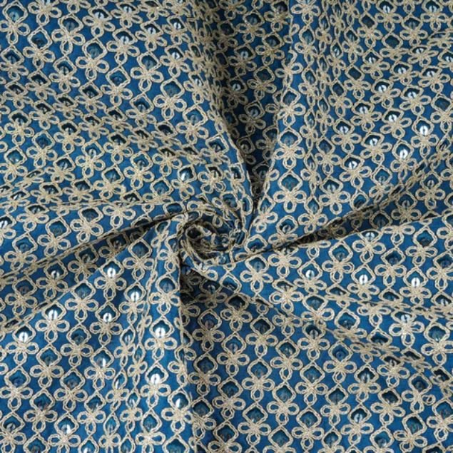 Blue jacquard suiting fabric
