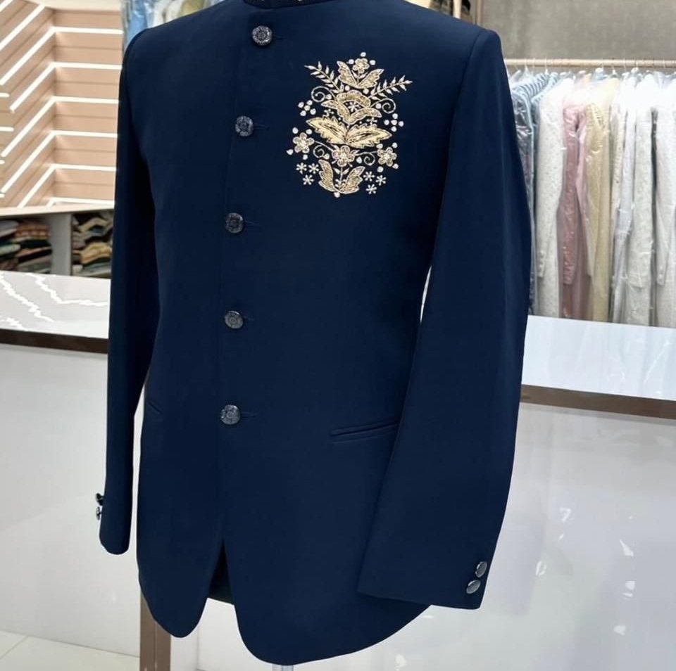 Blue jodhpuri with hand embroidery